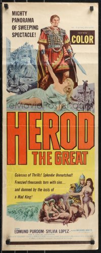 9z0813 HEROD THE GREAT insert 1960 Edmund Purdom, Sylvia Lopez, French/Italian epic!