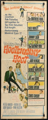 9z0814 HOOTENANNY HOOT insert 1963 Johnny Cash and a ton of top country music stars!
