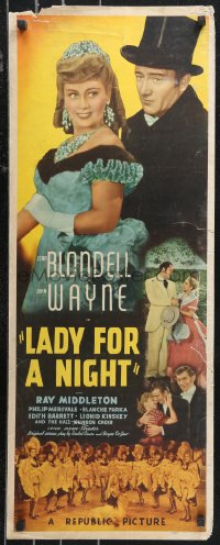 9z0829 LADY FOR A NIGHT insert 1941 full-length John Wayne & Joan Blondell + sexy showgirls!