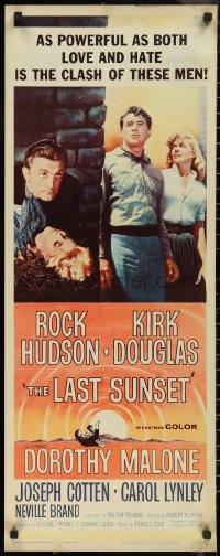 9z0830 LAST SUNSET insert 1961 Rock Hudson, Kirk Douglas, Dorothy Malone, Robert Aldrich directed!