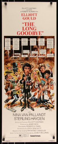 9z0834 LONG GOODBYE style C insert 1973 Elliott Gould as Philip Marlowe, great Jack Davis artwork!