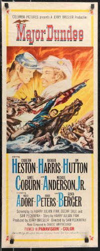 9z0835 MAJOR DUNDEE insert 1965 Sam Peckinpah, Charlton Heston, Civil War battle art by Rehberger!