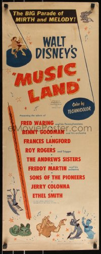 9z0839 MUSIC LAND insert 1955 Walt Disney, art of Donald Duck, Joe Carioca & more!