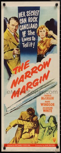 9z0841 NARROW MARGIN insert 1952 Richard Fleischer classic noir, Charles McGraw, Marie Windsor
