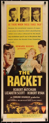 9z0856 RACKET insert 1951 Robert Ryan grabs sexy Lizabeth Scott, Robert Mitchum, Howard Hughes!