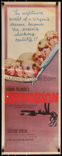 9z0859 REPULSION insert 1965 Roman Polanski, Catherine Deneuve, straight razor, ultra rare!