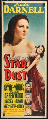 9z0885 STAR DUST insert 1940 images of beautiful 17 year-old actress Linda Darnell, ultra rare!