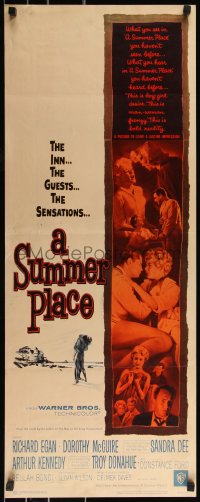 9z0890 SUMMER PLACE insert 1959 Sandra Dee & Troy Donahue in young lovers classic, image of cast!