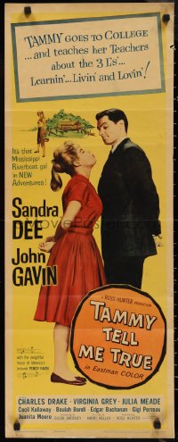 9z0893 TAMMY TELL ME TRUE insert 1961 romantic image of Sandra Dee about to kiss John Gavin!