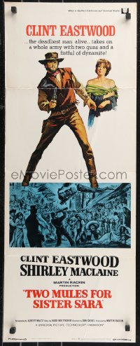 9z0902 TWO MULES FOR SISTER SARA insert 1970 art of gunslinger Clint Eastwood & Shirley MacLaine!