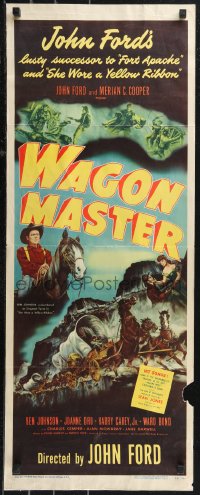 9z0908 WAGON MASTER insert 1950 John Ford, Ben Johnson, cool montage of wagon train images!
