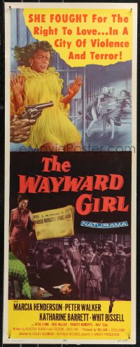 9z0910 WAYWARD GIRL insert 1957 great art of innocent teen girl in nightie & fighting in prison!