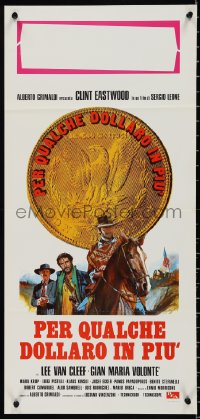 9z0502 FOR A FEW DOLLARS MORE Italian locandina R1970s Leone, art of Clint Eastwood with gun & cigar!