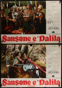 9z0529 SAMSON & DELILAH set of 11 Italian 19x27 pbustas R1959 Mature, DeMille Biblical classic!