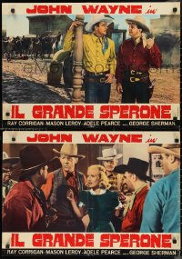 9z0575 WYOMING OUTLAW set of 3 Italian 19x26 pbustas R1960s John Wayne, The 3 Mesquiteers!