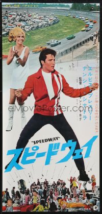 9z1212 SPEEDWAY Japanese 10x20 press sheet 1968 Elvis Presley, Nancy Sinatra, car racing!