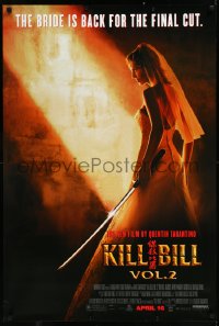 9z1345 KILL BILL: VOL. 2 advance DS 1sh 2004 bride Uma Thurman with katana, Quentin Tarantino!
