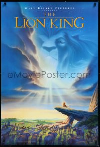 9z1355 LION KING DS 1sh 1994 Disney Africa, John Alvin art of Simba on Pride Rock with Mufasa in sky