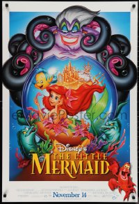 9z1358 LITTLE MERMAID advance DS 1sh R1997 great images of Ariel & cast, Disney cartoon!