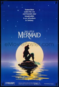 9z1360 LITTLE MERMAID teaser DS 1sh 1989 Disney, great art of Ariel in moonlight by Morrison/Patton!