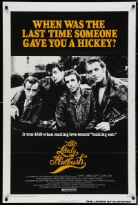 9z1363 LORDS OF FLATBUSH 1sh R1977 cool portrait of Fonzie, Rocky, & Perry as greasers in leather!