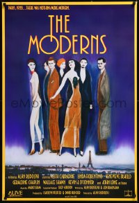 9z1379 MODERNS 1sh 1988 Alan Rudolph, cool artwork of trendy 1920's people by star Keith Carradine!