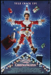 9z1386 NATIONAL LAMPOON'S CHRISTMAS VACATION 1sh 1989 Consani art of Chevy Chase, yule crack up!