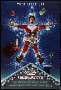 9z1387 NATIONAL LAMPOON'S CHRISTMAS VACATION DS 1sh 1989 Consani art of Chevy Chase, yule crack up!