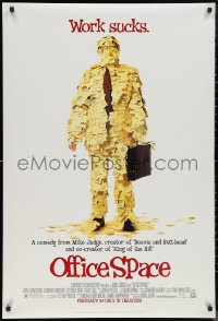 9z1392 OFFICE SPACE advance DS 1sh 1999 directed by Mike Judge, Stephen Root covered in post-its!