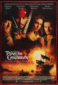 9z1410 PIRATES OF THE CARIBBEAN int'l advance DS 1sh 2003 Geoffrey Rush, Knightley, Curse of the Black Pearl!