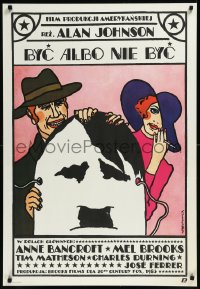 9z0954 TO BE OR NOT TO BE Polish 26x38 1985 Terechowicz art of Mel Brooks & Anne Bancroft w/Hitler!