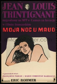 9z1004 MY NIGHT AT MAUD'S Polish 23x33 1972 Eric Rohmer's Ma nuit chez Maud, Mlodozeniec art!