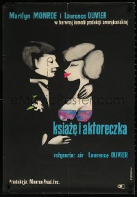 9z1013 PRINCE & THE SHOWGIRL Polish 23x33 1962 Hanna Bodnar art of Olivier & Marilyn Monroe, rare!