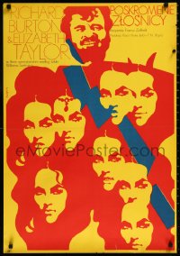9z1036 TAMING OF THE SHREW Polish 23x33 1971 cool Swierzy art of Elizabeth Taylor & Richard Burton!