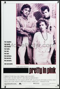 9z1411 PRETTY IN PINK 1sh 1986 great portrait of Molly Ringwald, Andrew McCarthy & Jon Cryer!