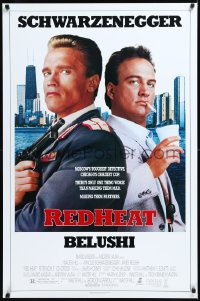 9z1424 RED HEAT 1sh 1988 great image of cops Arnold Schwarzenegger & James Belushi!