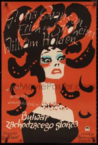 9z1058 SUNSET BOULEVARD 23x33 Polish REPRO poster 1980s different art of Gloria Swanson by Swierzy!