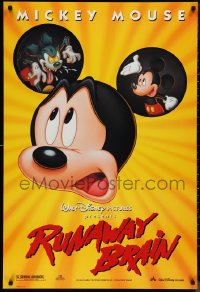 9z1432 RUNAWAY BRAIN DS 1sh 1995 Disney, great huge Mickey Mouse Jekyll & Hyde cartoon image!