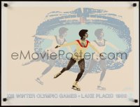 9z0142 1980 WINTER OLYMPICS 19x25 special poster 1980 Wheeler art of Olympic ice-skater!