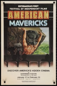 9z0109 AMERICAN MAVERICKS 21x31 film festival poster 1979 Fernandes art of cameraman hanging from cliff!