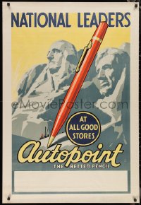 9z0263 AUTOPOINT 30x44 advertising poster 1930s Mount Rushmore under construction!
