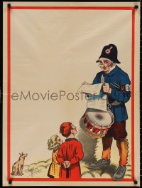 9z0154 CLERICE FRERES 24x31 special poster 1910s art by the art group of man w/ drum & kids!