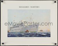 9z0145 MESSAGERIES MARITIMES La Marseillaise style 18x22 French special poster 1950 ship art, Brenet!