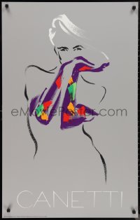 9z0346 MICHEL CANETTI 25x39 French art print 1989 art of a sexy woman wearing colorful gloves!