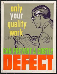 9z0123 ONLY YOUR QUALITY WORK 17x22 motivational poster 1950s art of a man recording information!
