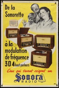 9z0278 SONORA RADIO & TELEVISION 31x47 French advertising poster 1930s happy family!