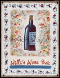 9z0356 WILLI'S WINE BAR 27x35 French art print 1995 wine bottle artwork by Cathy Millet