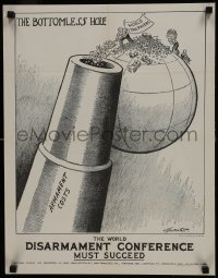 9z0187 WORLD DISARMAMENT CONFERENCE 17x22 anti-war poster 1932 war spending is a bottomless hole!