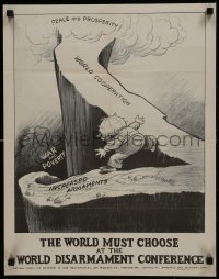 9z0188 WORLD DISARMAMENT CONFERENCE 17x22 anti-war poster 1932 war & poverty or peace & prosperity!