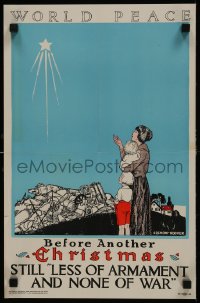 9z0189 WORLD PEACE BEFORE ANOTHER CHRISTMAS 12x19 anti-war poster 1921 great Rochon Hoover art!